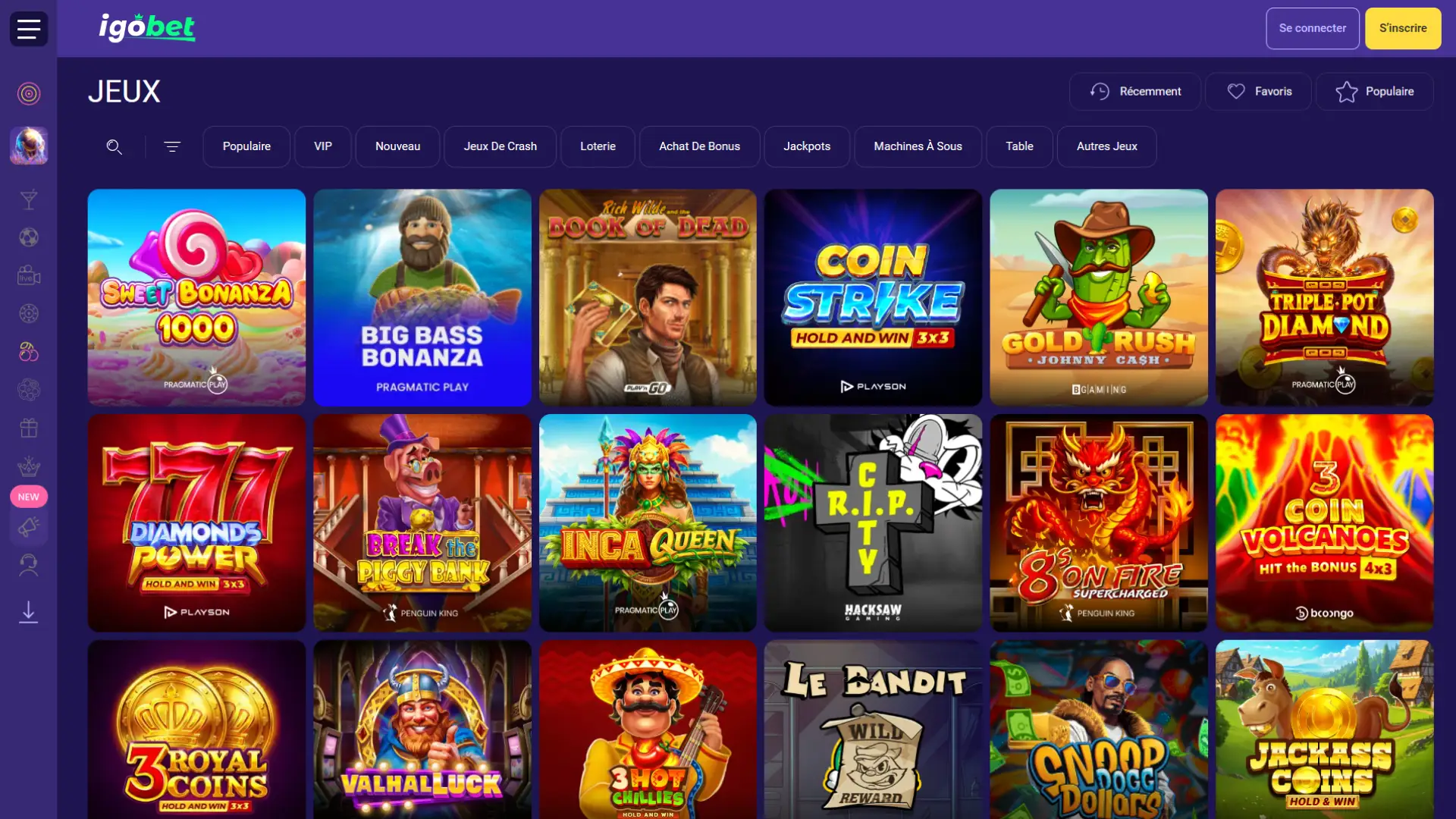 Rejoignez IgoBet et commencez à jouer à toute une gamme de jeux de casino.