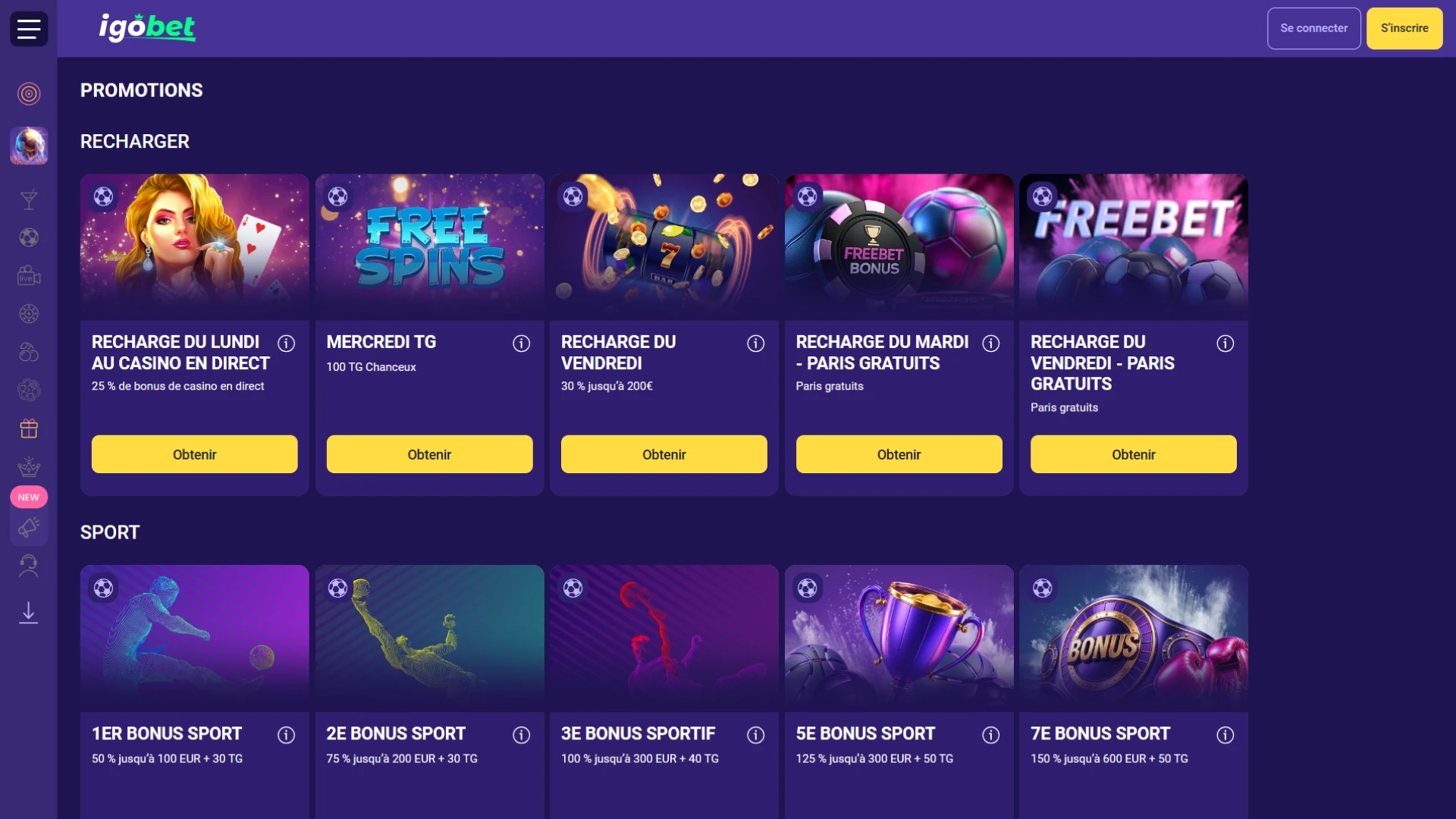 Profitez de bonus exclusifs sur la plateforme officielle d'IgoBet.