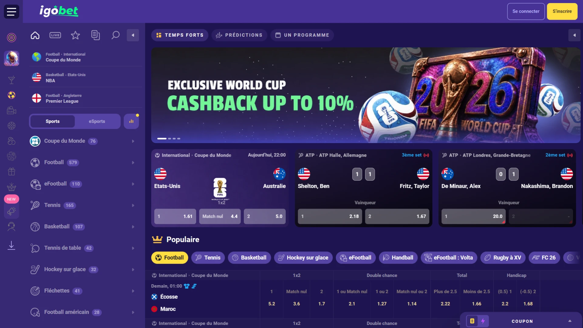 Découvrez votre sport préféré sur lequel parier chez IgoBet.