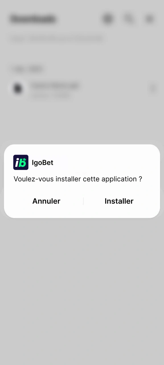 Installez l'application IgoBet sur votre appareil Android.