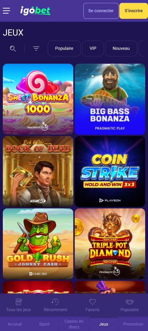 Commencez à jouer aux jeux de casino via l'application IgoBet.
