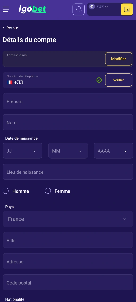 Vérifiez votre compte pour commencer à jouer au casino en direct d'IgoBet.