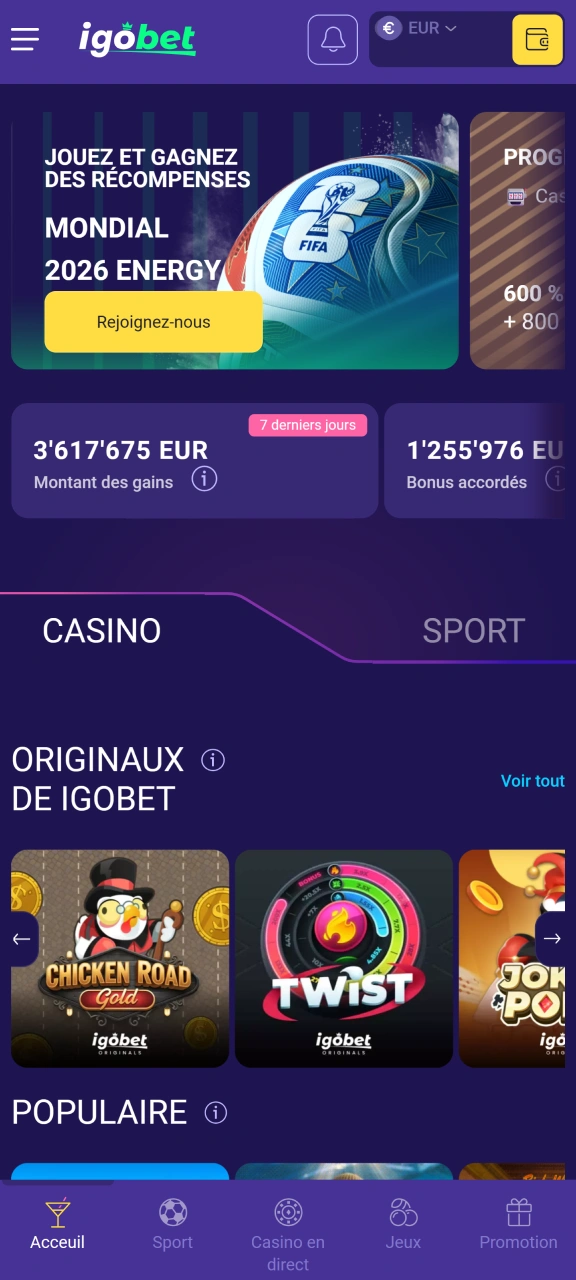 Connectez-vous à votre compte et consultez votre profil IgoBet.