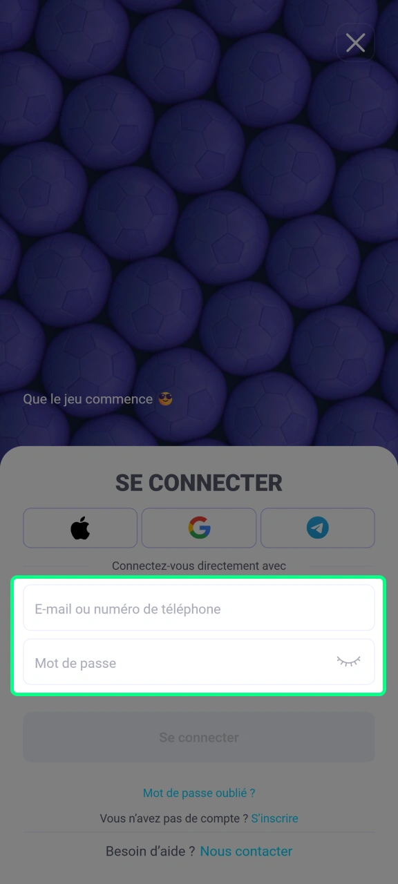 Saisissez vos identifiants de connexion pour accéder à IgoBet.