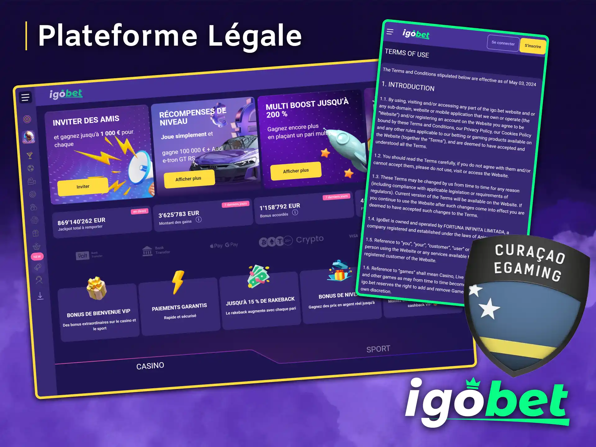 Jouez en toute sécurité sur IgoBet, une plateforme de jeux officiellement agréée.
