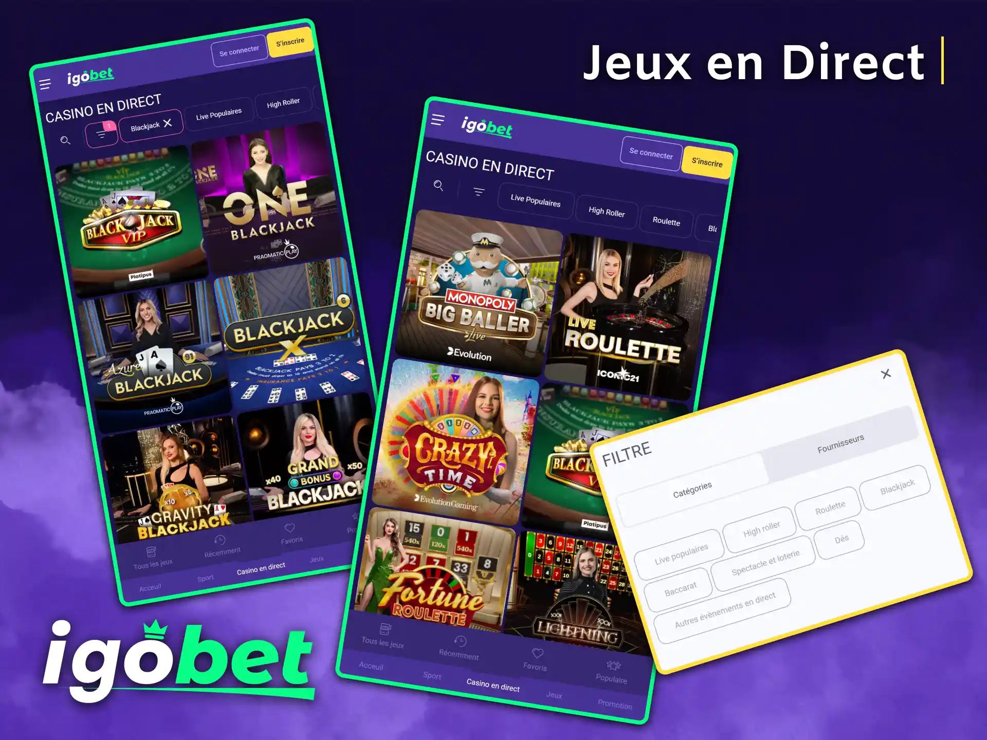 Jouez avec de vrais croupiers sur la plateforme interactive IgoBet.
