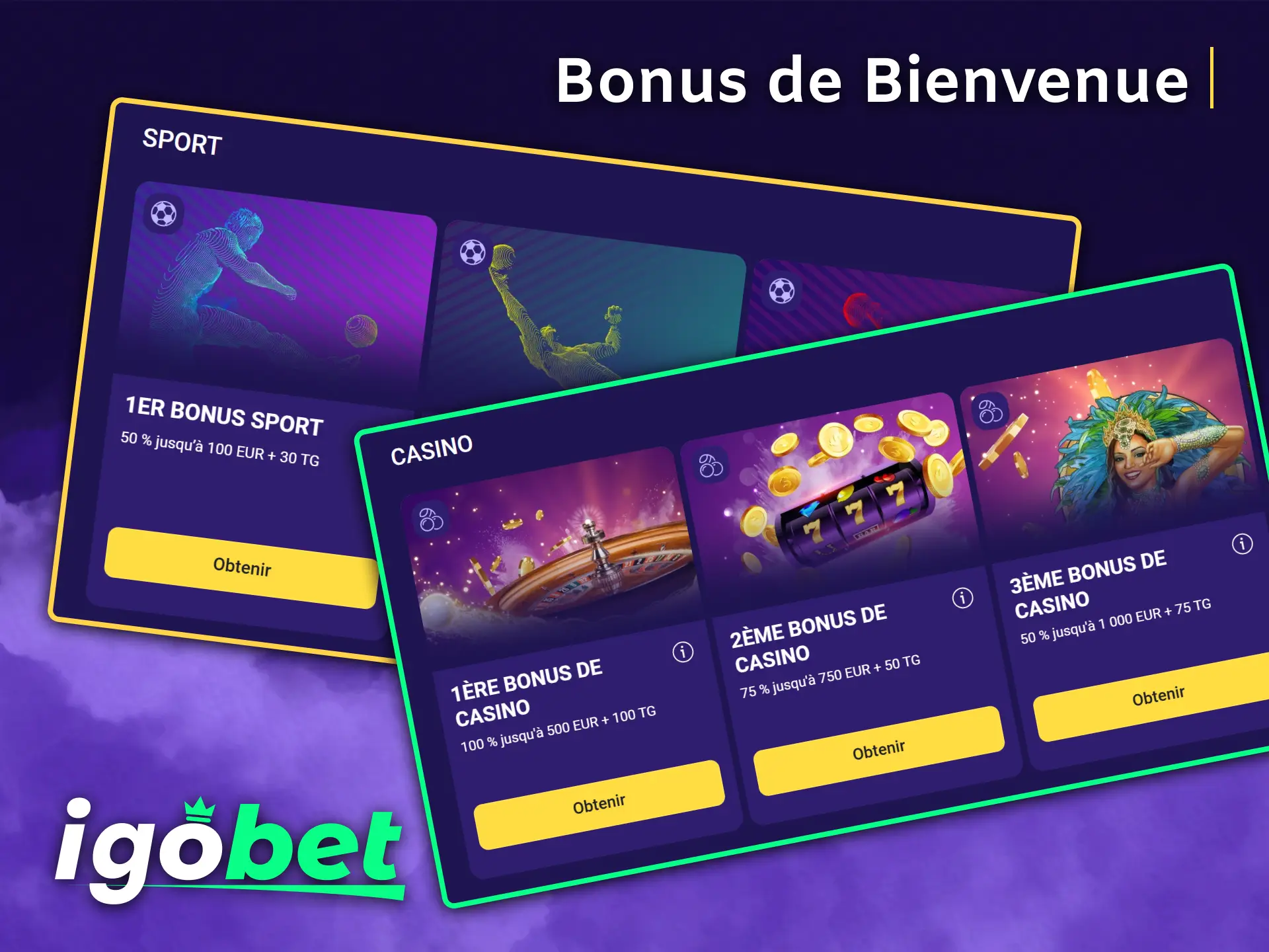 Bénéficiez d'un bonus de bienvenue sur votre premier dépôt chez IgoBet.