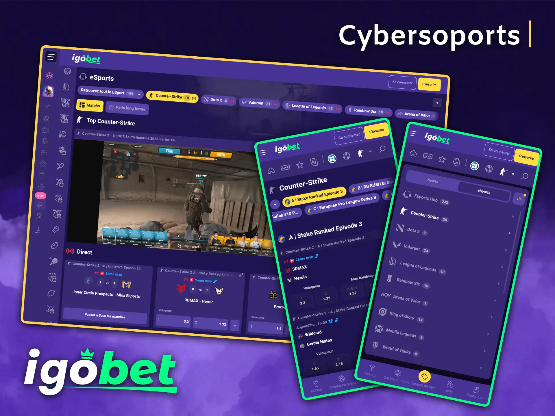 Pariez sur les compétitions d'e-sport les plus populaires au monde avec IgoBet.
