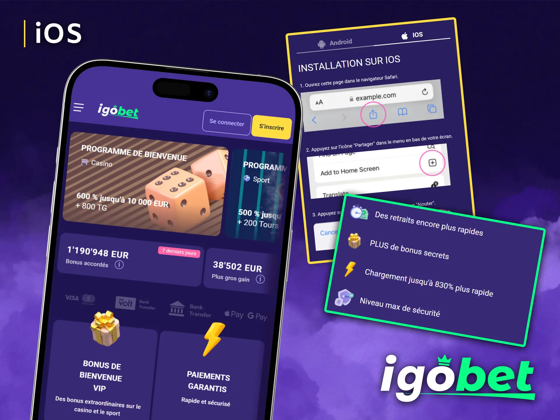 Téléchargez l'application IgoBet pour iOS et pariez où que vous soyez, quand vous le souhaitez.