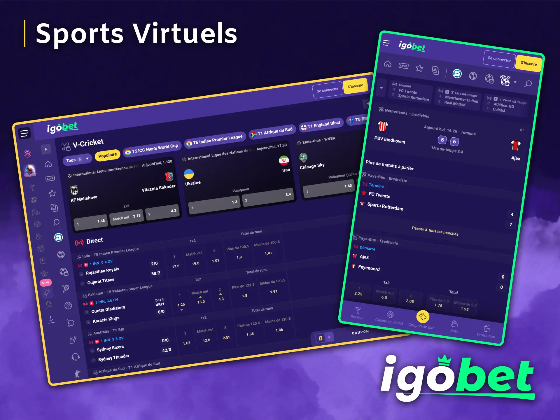 Vivez une expérience de jeu dynamique et non-stop avec les sports virtuels d'IgoBet.
