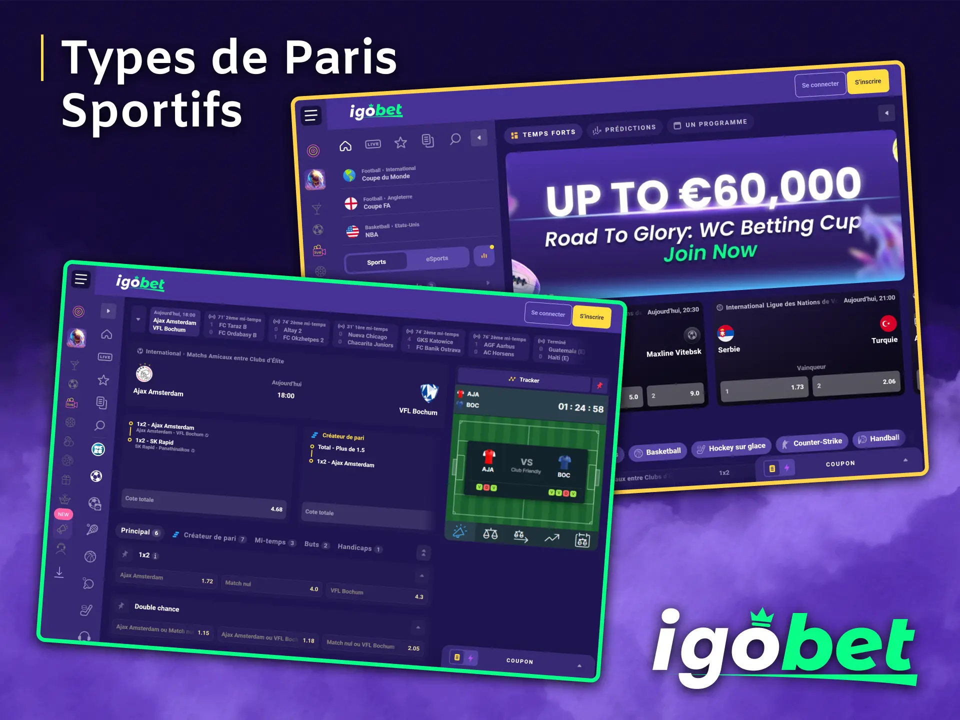 Découvrez une vaste gamme d'options de paris sportifs sur IgoBet.